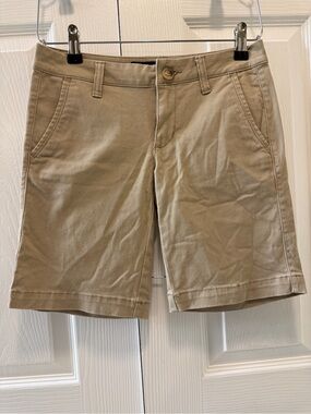 Aeropostale Women’s Khaki Pocketed Mid Rise 9" Bermuda Shorts